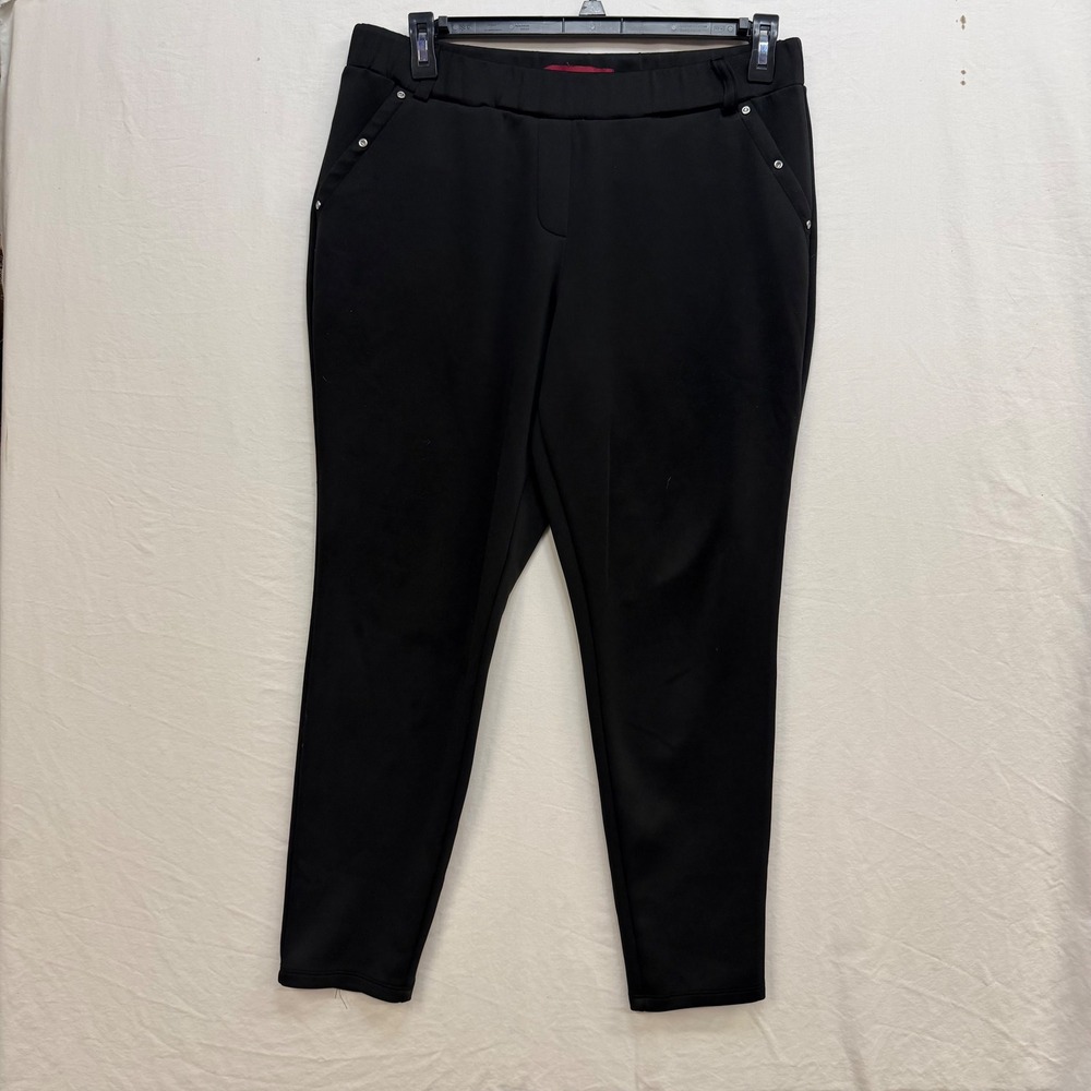 Love Scarlett Black Tapered Pull On Dress Pants Women XL Rhinestone Stud Accent - Picture 1 of 8